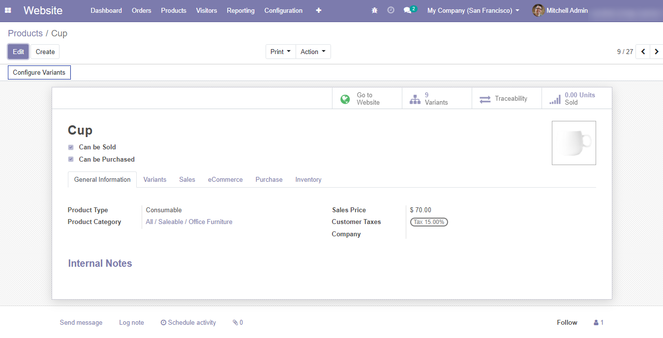 Configure variants for the images